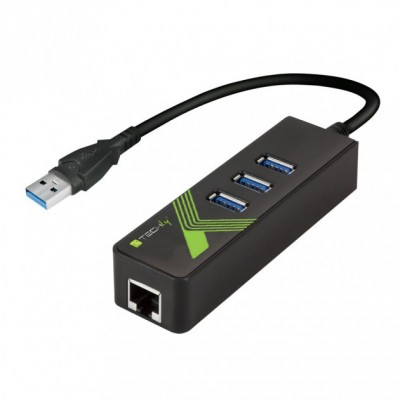 Techly IDATA USB-ETGIGA-3U2 μετατροπέας USB3.0 Gigabit Ethernet με hub 3 θυρών
