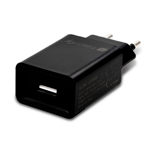 TECHLY IPW-USB-24BK Φορτιστής τοίχου USB-A 5V 2.4A για Smartphone ή Tablet