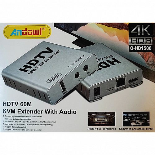 ANDOWL Q-HD1500 KVM VIDEO EXTENDER 60M FULL HD