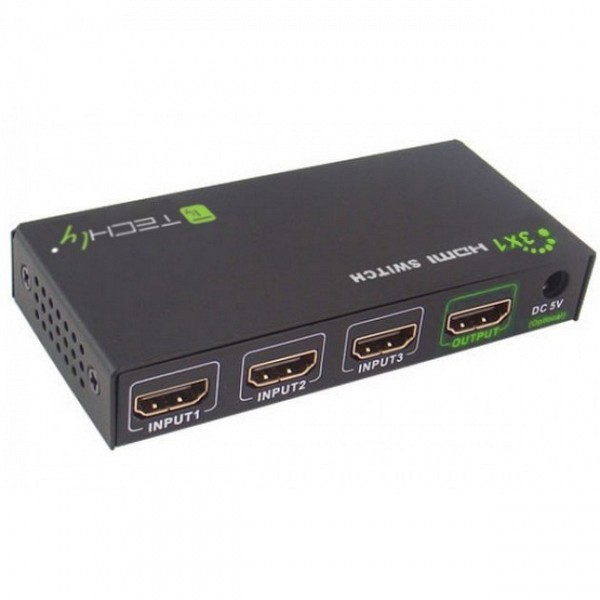 Techly HDMI-4K31 Switch HDMI 3 IN 1 OUT with Remote Control, 4Kx2K, 3D